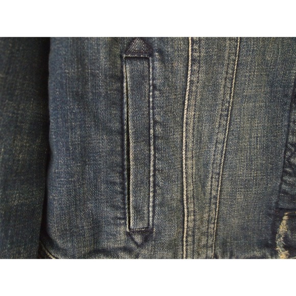 Pilcro and the Letterpress Women's Distressed Blue Denim Jean Jacket Size L - Picture 5 of 8